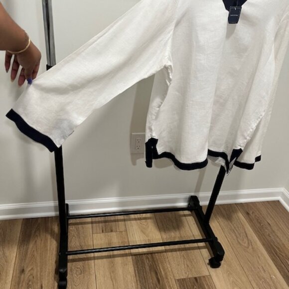 Navy Accent Linen Tunic - Picture 6 of 7